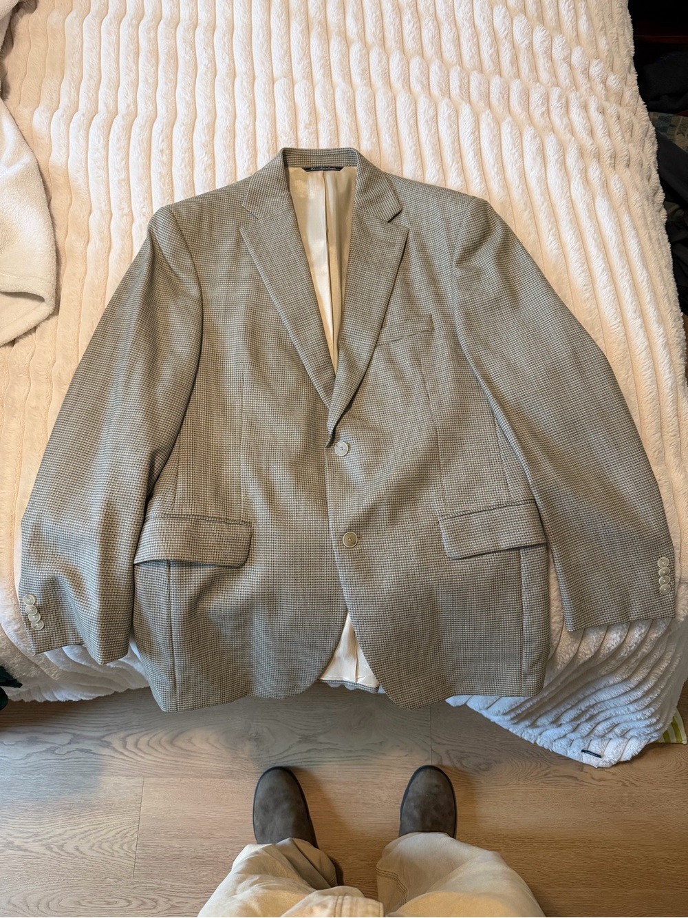 Men's Jack Victor Montreal Light Gray Houndstooth Blazer